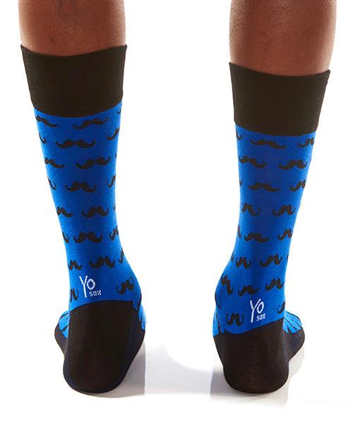 Yo Sox Men Socks Mustache Blue