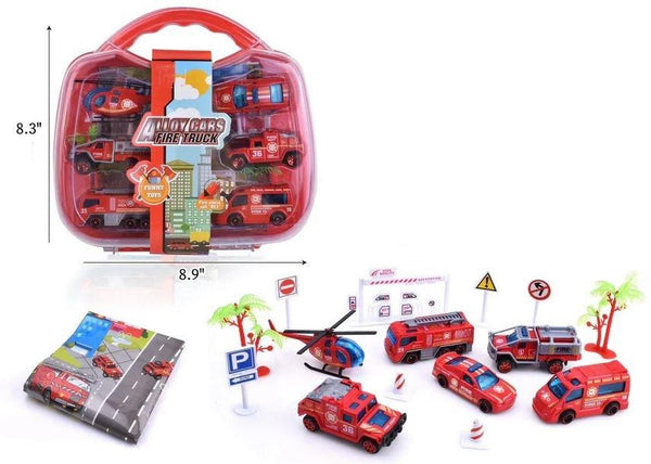 Alloy Cars Fire Truck 16 pc