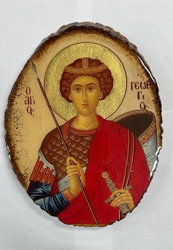 Saint George Wooden Orthodox Icon (Circular)