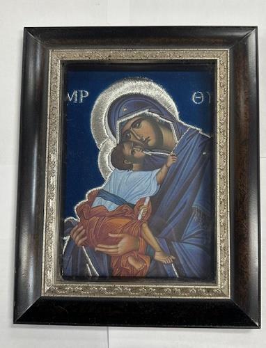 Virgin Mary Orthodox Icon Picture Frame (Blue)