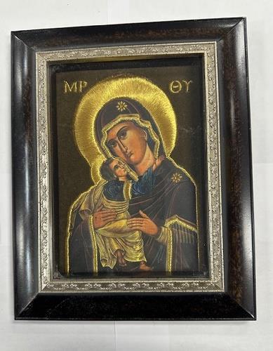Virgin Mary Orthodox Icon Picture Frame (Brown)