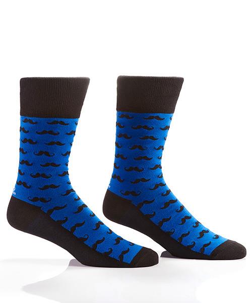 Yo Sox Men Socks Mustache Blue