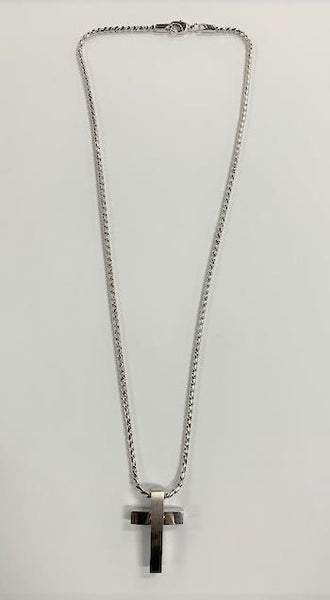 Stainless Steel Thick 2 Tone Cross Necklace