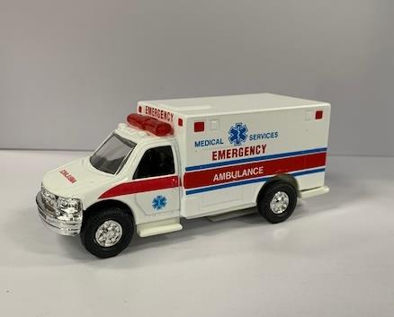 Die Cast Ambulance Pull Back (White/Red/Blue)