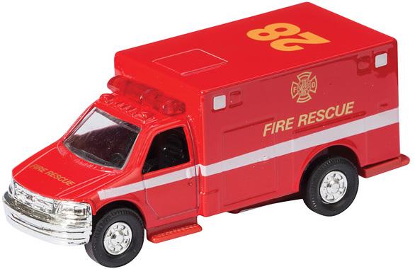 Die Cast Ambulance Fire Rescue Pull Back (Red)