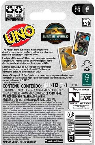 Uno Jurassic World Card Game
