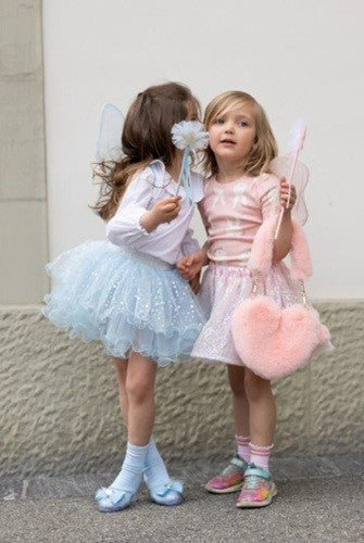 Iridescent Celestial Fairy Wings Tutu and Wand Set (Size 4-6) - Céleste irisé Ailes de fée, Ensemble de tutu et baguette magique (Blue/Bleu) (Taille 4-6)