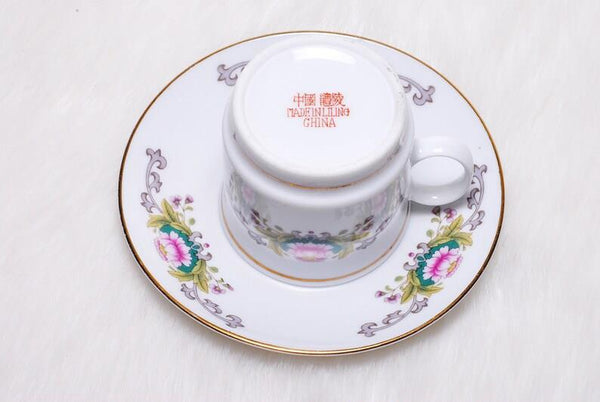 Vintage Collectible Liling China Porcelain Demitasse Floral Teacup & Saucer Set