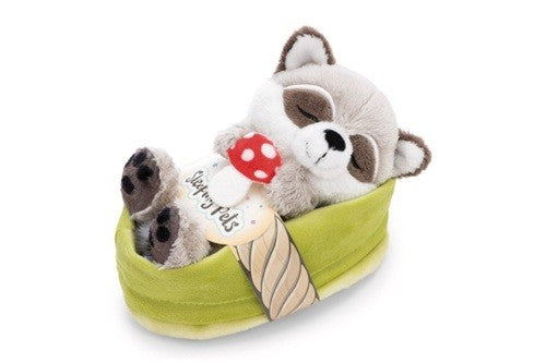 Nici Sleeping Racoon Plush - Peluche de raton laveur endormi
