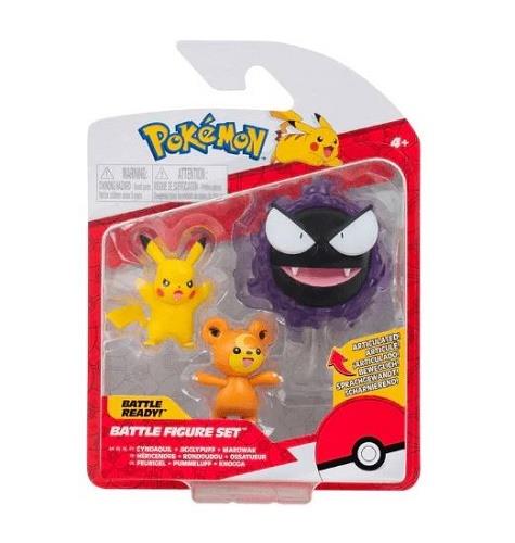 Pokemon Battle Figure Pack (Pikachu, Gastly, Teddiursa)