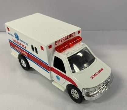 Die Cast Ambulance Pull Back (White/Red/Blue)