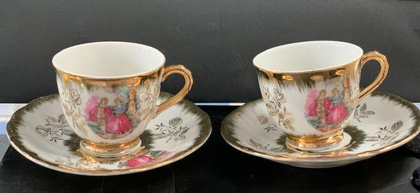 Vintage Collectible Porcelain Demitasse Courting Couple Teacup & Saucer Set