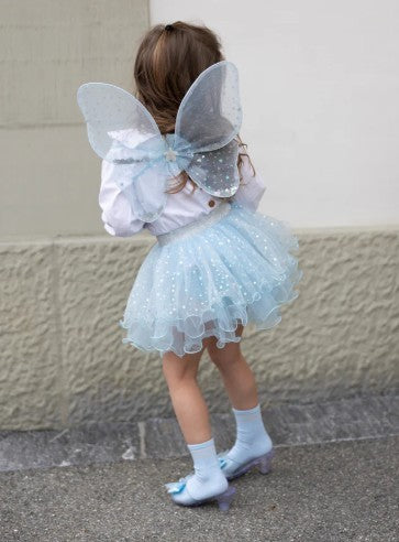 Iridescent Celestial Fairy Wings Tutu and Wand Set (Size 4-6) - Céleste irisé Ailes de fée, Ensemble de tutu et baguette magique (Blue/Bleu) (Taille 4-6)