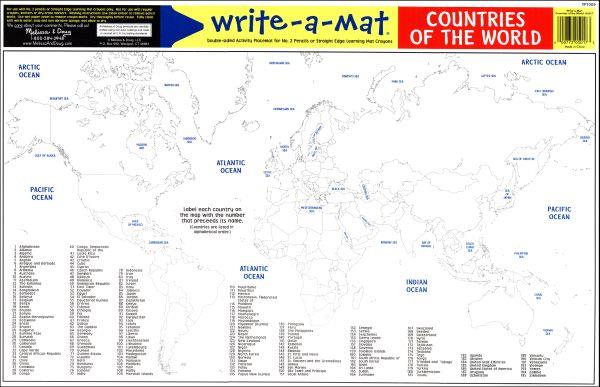 Melissa & Doug Write A Mat Map Countries Place Mat