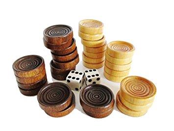 Greek Backgammon Pieces & Dice (Poulia kai Zaria)