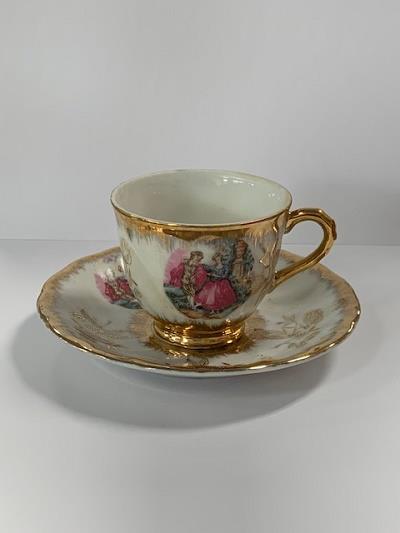 Vintage Collectible Porcelain Demitasse Courting Couple Teacup & Saucer Set