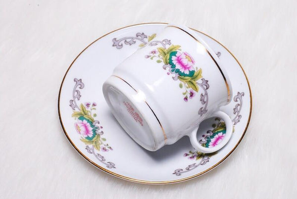 Vintage Collectible Liling China Porcelain Demitasse Floral Teacup & Saucer Set