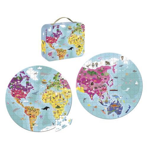 Janod Puzzle Double Sided World