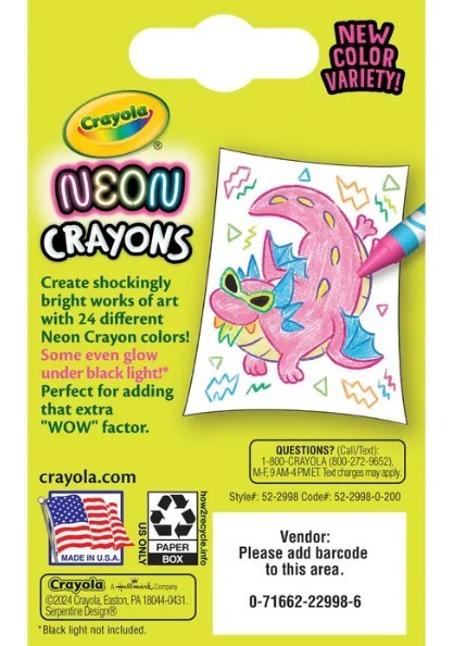 Crayola 24 Neon Crayons - 24 crayons néon
