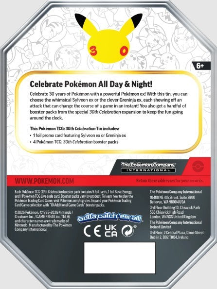 Pokemon 30th Celebration Greninja Tin - Boîte Greninja pour la célébration du 30e anniversaire