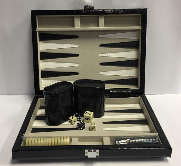9" Faux Alligator Backgammon