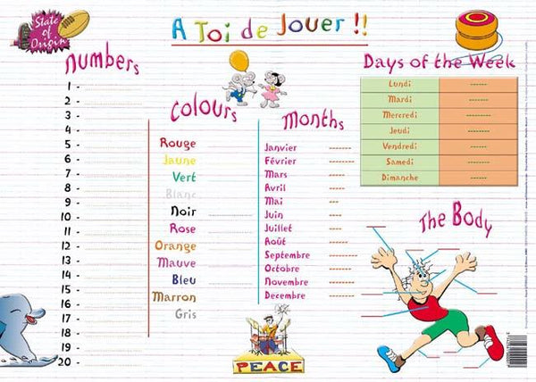 Placemat J'apprends Anglais (French)