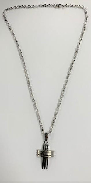 Stainless Steel 6 Line Cross Necklace