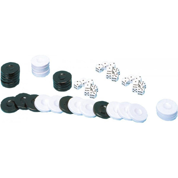 Greek Backgammon Pieces & Dice (Poulia kai Zaria)