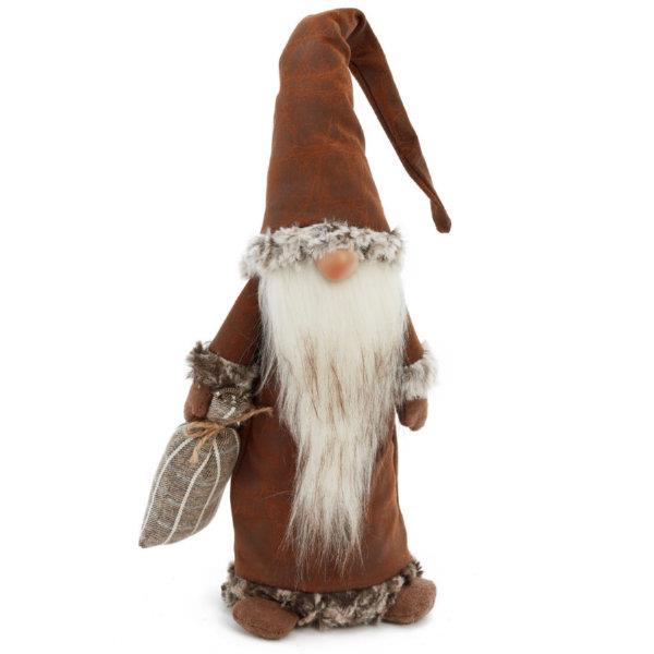 Santa Gnome Plush Figurine with Bag (Brown)