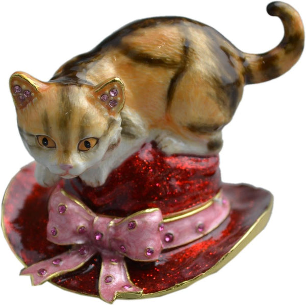 Portman Studios Jewelry Box Red Hat Cat