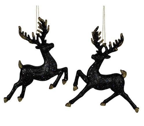 Deer Black & Gold Ornament (Assorted)