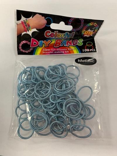 DIY Bands Bracelet 100 PCS Metallic Blue (Elastics Only)