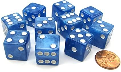 Marbleized Dice 16mm (Blue)