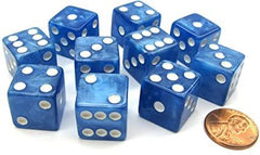 Marbleized Dice - Dés marbrés 16mm (Blue/Bleu)