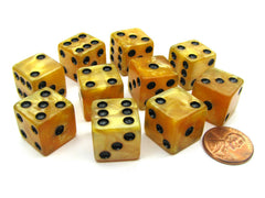 Marbleized Dice - Dés marbrés 16mm (Yellow/Jaune)