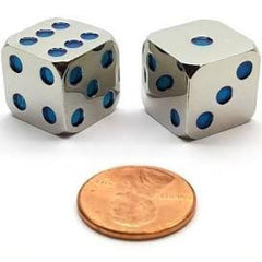 Metallic Dice - Dés métalliques 15mm (Blue/Bleu)