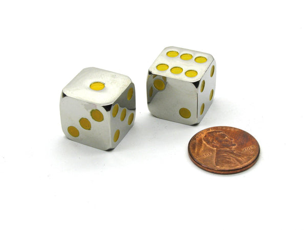 Metallic Dice - Dés métalliques 15mm (Yellow/Jaune)