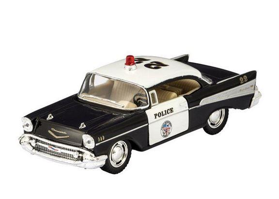 Die Cast Police Car Bel Air Black Pull Back