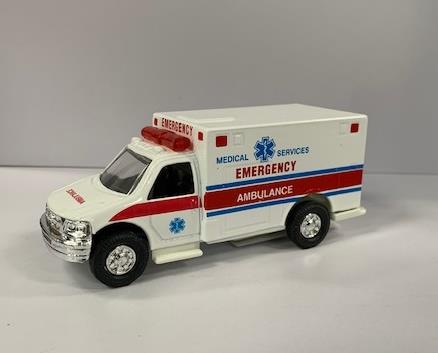 Die Cast Ambulance Pull Back (White/Red/Blue)