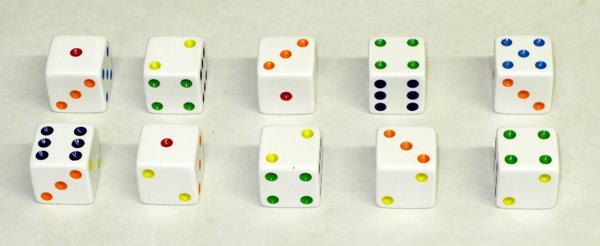 Dice Rainbow Spotted Set of 5
