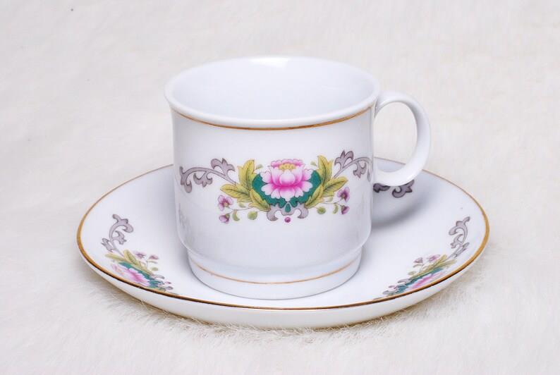 Vintage Collectible Liling China Porcelain Demitasse Floral Teacup & Saucer Set