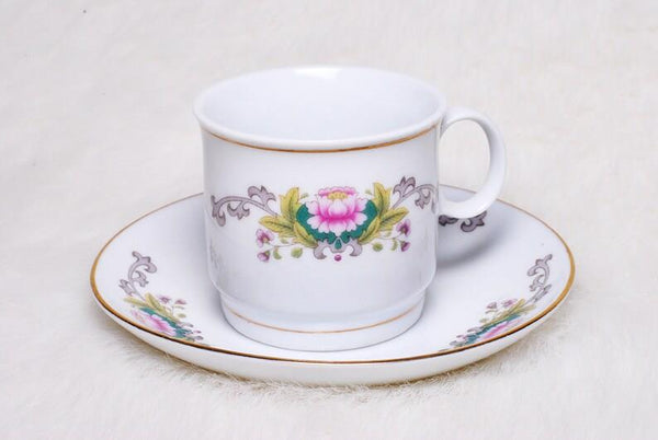 Vintage Collectible Liling China Porcelain Demitasse Floral Teacup & Saucer Set