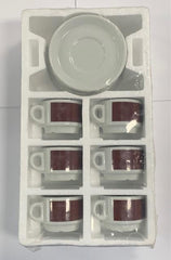 Vintage Porcelain Demitasse Teacup & Saucer Set (Brown & White) - Ensemble tasse et soucoupe (brun & blanc)