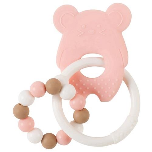 Nattou Teether Ring in Silicone - Pink Mouse