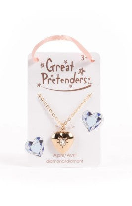 Birthstone Heart Locket Necklace (April Diamond) - Pierre de naissance Collier médaillon cœur (Avril Diamant)