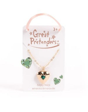 Birthstone Heart Locket Necklace (May Emerald) - Pierre de naissance Collier médaillon cœur (Mai Emeraude)