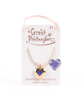 Birthstone Heart Locket Necklace (September Sapphire) - Pierre de naissance Collier médaillon cœur (Septembre Saphir)