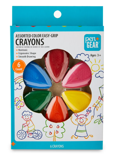 Pen+Gear Assorted Color Easy-Grip Crayons / Crayons de cire aux couleurs assorties et faciles à prendre en main