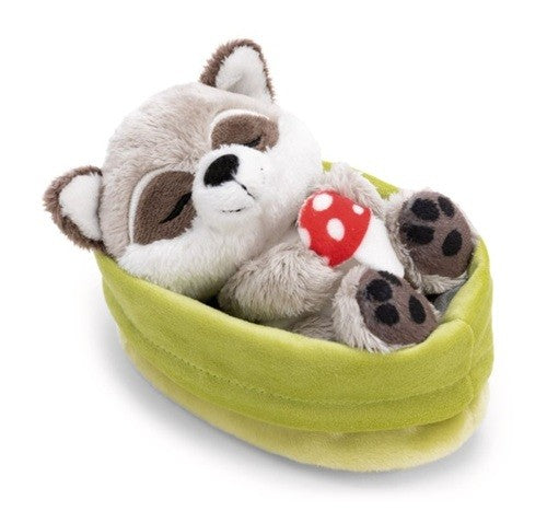 Nici Sleeping Racoon Plush - Peluche de raton laveur endormi