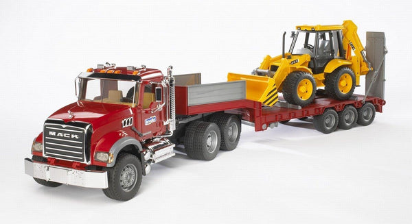 Bruder Mack Granite Flatbed Truck with Loader Backhoe (Montreal, In-Store or Pickup ONLY)